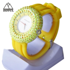 material de silício com relógio de diamante relógio de luxo unisex relógio de pulseira