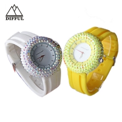 material de silício com relógio de diamante relógio de luxo unisex relógio de pulseira