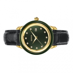 Relógio de jade mecânico personalizado em couro genuíno OEM